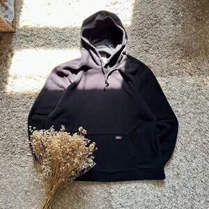 Black Fleece Faux Fur Sherpa Dickies Hoodie Logo Workwear Mens Size XL